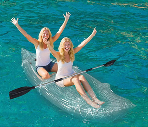<span class=keywords><strong>Kayak</strong></span> Plegable <span class=keywords><strong>Inflable</strong></span> Transparente de Asiento <span class=keywords><strong>Doble</strong></span> para 2 Personas con Accesorios Bote de PVC para Pesca, Deportes Acuáticos o Ríos - Product Image 4