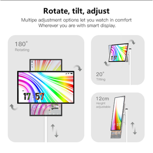 <span class=keywords><strong>Televisión</strong></span> 24 pulgadas Smart Table TV Recargable 10000mAh Cámara incorporada <span class=keywords><strong>de</strong></span> 13MP Fundición inalámbrica sobre <span class=keywords><strong>ruedas</strong></span> Pantalla táctil ajustable - Product Image 5