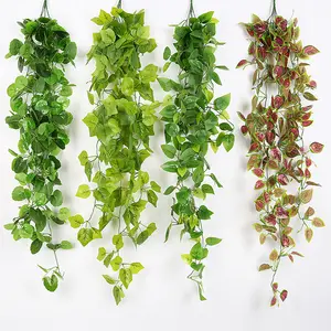 E-G2 Wholesale high quality garland home outdoor decorative leaves vines artificial green leaf Plastic green plant vine