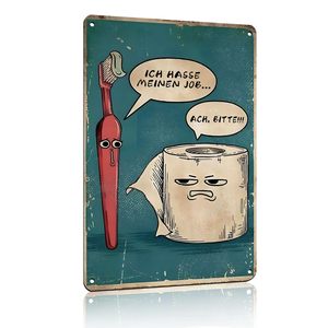 Plaque en métal rétro 20 x 30 cm avec slogan amusant « J'ai horreur de <span class=keywords><strong>mon</strong></span> travail... Ugh, viens », décoration murale et cadeau pour salle de bain et toilettes - Product Image 1