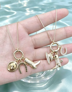 18K Gold Plated Jewelry Charm Pendant Necklace Cowboy Boot Hat Horseshoe Multi Pendant <b>Chain</b> Jewelry Gift Pendant Necklace - Product Image 5