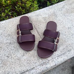 2026 Summer New Casual Flat Bottom Large Fashion <b>Slippers</b> for Women Metal Buckle Decorative Beach Sandals Wholesale - Product Image 2