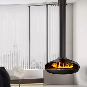 Cheminées d'intérieur modernes en acier de 600mm Simulation de combustion du bois <span class=keywords><strong>suspendue</strong></span> au bioéthanol électrique Insertion facile pour hôtels, villas et appartements - Product Image 3