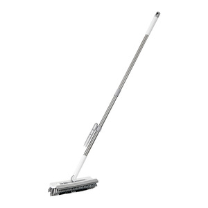 Double Strip <b>Floor</b> Scrubber Rectangular Extendable Brush For Bathroom <b>Cleaning</b> Toilet Crevices Long Handle White And Blue - Product Image 5