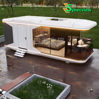 Capsule de glamping mobile modulaire préfabriquée en acier moderne à 2 chambres, écologique, facile à assembler, garantie 5 ans, Airbnb