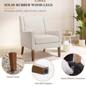 Fauteuil de relaxation individuel moderne en tissu gris, fauteuil club rembourré, fauteuil d'appoint pour salon - Product Image 4
