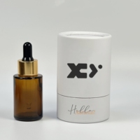 Flacon compte-gouttes cylindrique en verre ambré vide pour sérum de soin, huile essentielle, emballage cosmétique personnalisé avec logo, résistant à la lumière