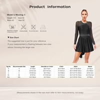 Robe de danse avec strass pour femmes découpe dos contraste couleur maille transparente robe de patinage artistique sur glace à manches longues