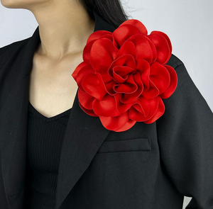 Broche de Flor de Rosa de Tela de Satén de 19 cm, Regalos de San Valentín, Broche de Flor de <span class=keywords><strong>Camelia</strong></span> Extra Grande, Broches de Solapa para Mujer - Product Image 1