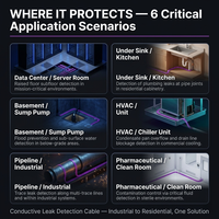 Détecteur de fuite d'eau intelligent sans hub, contrôle par application, pour maison connectée, alarme de pompe de chauffe-eau sous évier, câble de détection de fuite d'eau