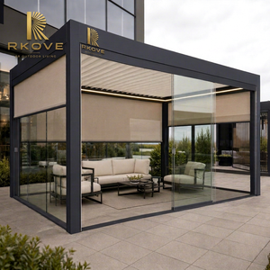 Pergola motorisée moderne en aluminium RKOVE RK-C3 3*4m avec lames réglables et stores latéraux, gazebo de jardin extérieur - Product Image 1
