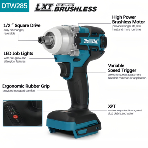 <span class=keywords><strong>Clé</strong></span> à chocs sans fil professionnelle 18v à batterie Li-ion DTW285, outils électriques, clés à chocs, moteur sans balais, vente chaude - Product Image 2