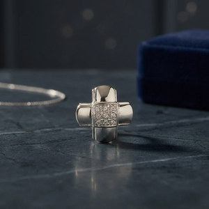 Art Palace Rhodium Plated 925 Silver <b>Cross</b> <b>Charm</b> Pendant with Round Cut Zirconia for Women Men Everyday Wear - Product Image 3