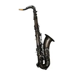 Saxofone profissional vintage em preto e ouro, corpo de cobre tenor