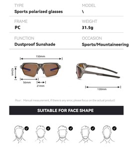 Lunettes de soleil sport photochromiques à monture intégrale, verres polarisés jaunes, protection UV 100%, unisexe adulte, pour la conduite et la pêche - Product Image 4