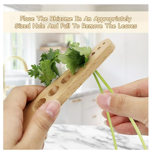 Éplucheur à herbes en bois et éplucheur de feuilles de légumes, design rustique, sûr pour une utilisation en cuisine - Cadeau pour les chefs et les femmes au <span class=keywords><strong>foyer</strong></span> - Product Image 4