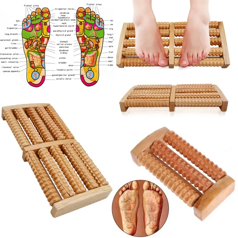 3-8 Rij Houten Voet Roller Hout Zorg Massage Reflexologie Ontspannen Reliëf Massageapparaat Spa Geschenk Anti Cellulitis Detox Patch Foot Massager