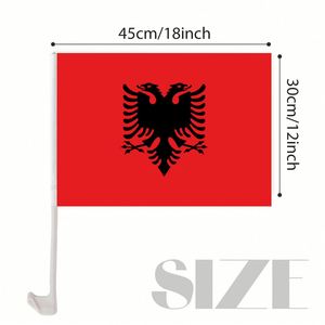 Bandera de Albania para Ventana de Auto, 12x18 Pulgadas, Logotipo Personalizado, Material de Alta Calidad, Precio Económico - Product Image 6
