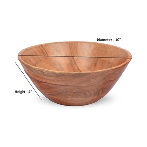 Bol à <span class=keywords><strong>salade</strong></span> en bois d'acacia Design rustique Plat de service pour les salades de fruits Mariages Fêtes Décoration intérieure et cadeaux de pendaison de crémaillère - Product Image 2