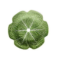 Chou vert Design 13 ''Assiettes de charge pour table de service de table de fête de mariage Ensemble d'assiettes en céramique Plateaux à feuilles