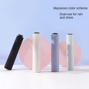 5 Bone Ultra Light Macaron Feather <b>Umbrella</b> Black Glue Sun Cover Three Folding Pencil Gift Advertising - Product Image 1