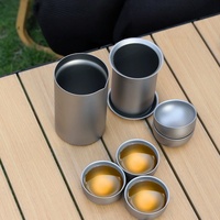 Ensemble de tasses de luxe en titane pur pour l'extérieur, kit portable antibactérien et résistant à la corrosion avec sac de rangement pour le camping et la randonnée, léger