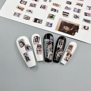 Leidankou New 2024 Diy Gel Nagel aufkleber Englische Buchstaben und Zahlen Nagel aufkleber Nagel aufkleber 3D