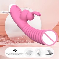 Vibrateur double tête Rabbit Thread en silicone souple, jouet sexuel féminin, 12 fréquences, vibrations doubles, jouets sexuels pour femme