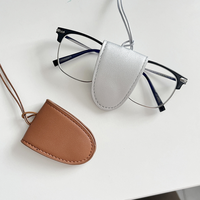 Étui à lunettes en cuir PU, pochette portable pour lunettes de soleil, cordon de cou, porte-lunettes de soleil