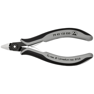 KNIPEX 79 42 125 ESD Coupe-câbles diagonaux de précision pour électronique ESD avec poignées multi-composants bruniées 125 mm - Product Image 1