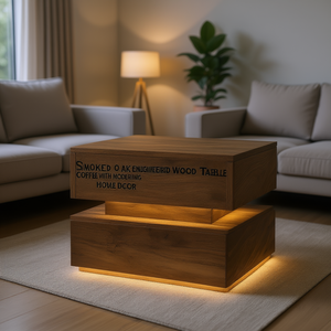 Tavolino da Caffè in Legno Ingegnerizzato di Rovere Affumicato con Illuminazione, Arredamento Moderno per la Casa - Product Image 2