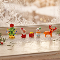 Ornements de Noël en verre soufflé à la main de style Murano moderne, figurines de Père Noël, d'animaux et de sapins, décoration d'intérieur
