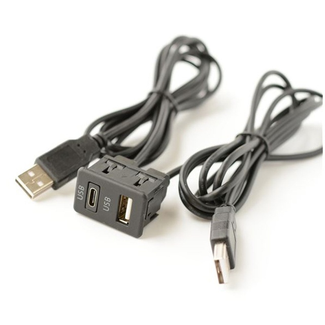 USB2.0 Type C 3A Fast Charging Car Panel Mount Extension Cable Braid Shielding TPE Jacket Mobile Phone Data Charging