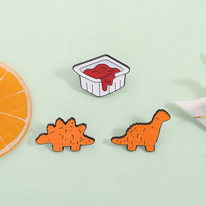 Pin Enamel Kue Dinosaurus Saus Tomat Kartun Hewan Makanan Bros Pin Kerah Ransel Perhiasan Hadiah untuk Teman Grosir - Product Image 2