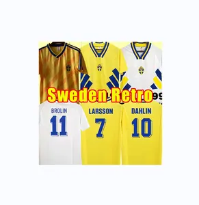 Jersey 1994 İsveç RETRO futbol formaları DAHLIN 10 BROLIN 11 LARSSON 7 ev forması futbol gömlek