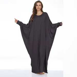 Dubai Middle East Large Size Women's Bat Sleeve Robe Casual Dress Muslim Dress