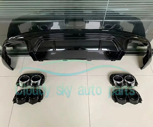 Diffusore Posteriore Nero Lucido con Quattro Terminali di Scarico per Auto <span class=keywords><strong>Q5</strong></span> S5Q FY 2018-2021, Compatibile con <span class=keywords><strong>Q5</strong></span> SQ5 B9 2019 <span class=keywords><strong>2020</strong></span> - Product Image 3
