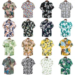 Botão dos homens Camisa Aloha Verão Personalizado Praia Havaiana Camisas Havaianas Camisa Floral Casual chemise homme