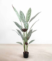 Plante artificielle réaliste de style Calathea en pot en plastique, plusieurs tailles, faible entretien, feuillage vert décoratif