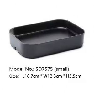 Plateau de service rectangulaire en plastique empilable écologique, noir, pour barbecue, camping, restaurant, en stock, en mélamine - Product Image 5