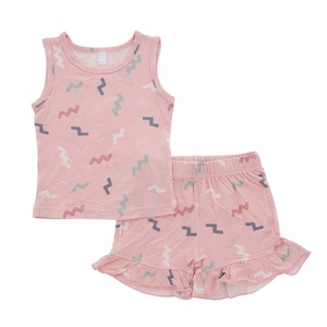Neonato Design personalizzato vendita calda abbigliamento per bambini abbigliamento per bambini abiti per ragazze traspiranti 2 pezzi pigiama a costine in cotone set di vestiti per bambini - Product Image 3