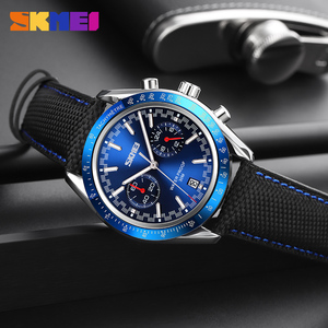Nueva llegada Skmei <span class=keywords><strong>9292</strong></span> reloj de cuarzo logotipo personalizado hombres reloj de pulsera impermeable 30 metros correa de cuero deportivo - Product Image 4