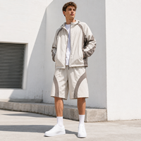 Ensemble short et veste à capuche personnalisé pour homme, léger, décontracté, pour l'extérieur, survêtement OEM ODM, vêtements de sport d'été, vente en gros d'usine