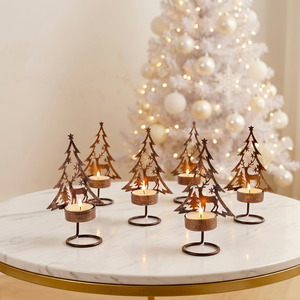 Supports de bougies chauffe-plat décoratifs en fer ajouré faits à la main, durables, pour mini-sapins de Noël, vente en gros - Product Image 1