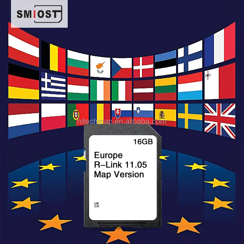 SMIOST SD นําทางรถ NAV Navi การ์ด GPS โมเมอริอลกระทบ CID สําหรับ Renault Fluence 2014 R Link 11.05 ยุโรป