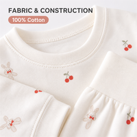 Ensemble pyjama bébé 100% coton, haut à manches longues, pantalon taille haute, imprimé lapin et oiseau, doux, respirant, unisexe, vente en gros OEM