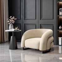 Fauteuil Sofa Simple et Tendance, Luxe Léger en Velours pour Salon, Chaise Individuelle Confortable
