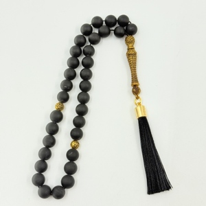 <span class=keywords><strong>Rosario</strong></span> Islamico in Pietra Nera da 8mm con 33 Perle, per Preghiera Musulmana e Pellegrinaggio, Tisbiha Allah - Product Image 2