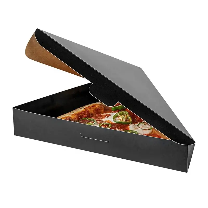 Çevre dostu paket düz kraft karton kağıt pizza 7 14 "16" 20 inç geri dönüşümlü siyah mini üçgen dilim pizza kutusu