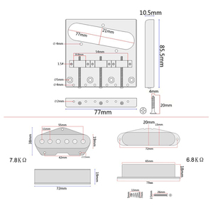Micros de guitare L Brand pour style vintage, bobine simple Alnico V, avec interrupteur 3 positions et commande push-pull 1V+1T, finition chromée - Product Image 5